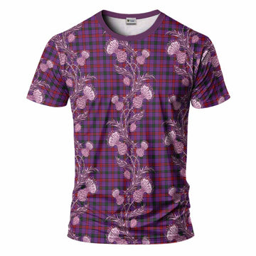 Montgomery Tartan T-Shirt Seamless Scottish Thistle Flowers