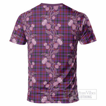 Montgomery Tartan T-Shirt Seamless Scottish Thistle Flowers