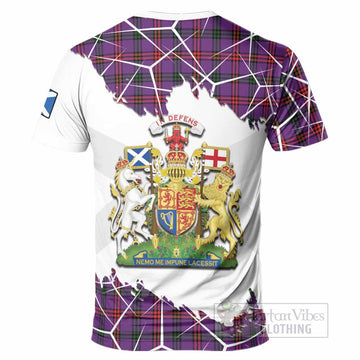 Montgomery Tartan T-Shirt with Family Crest and Lion Rampant Grunge Style