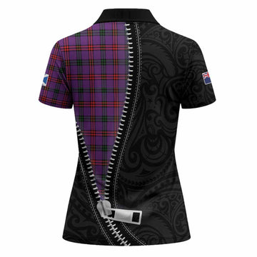 Montgomery Tartan Women Polo Shirt New Zealand Pattern Unique Zipper Stylized