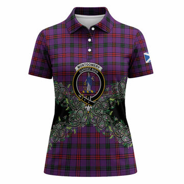 Montgomery Tartan Women Polo Shirt Thistle Scottish Spirit