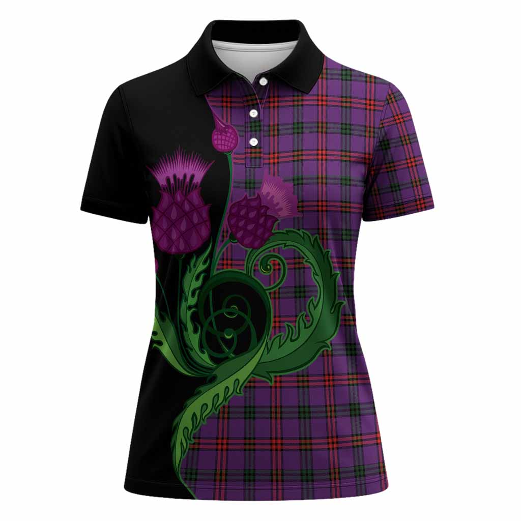Montgomery Tartan Women Polo Shirt Traditional Scottish Thistle