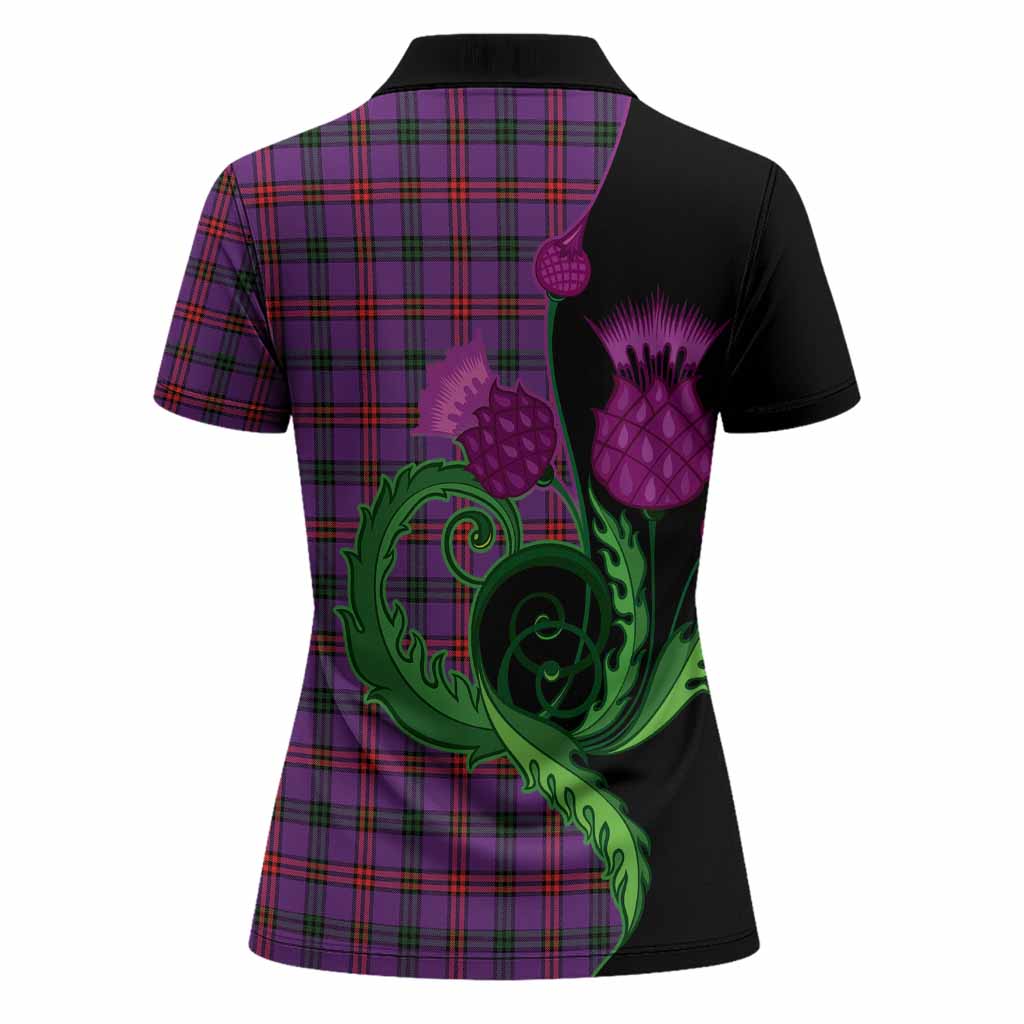 Montgomery Tartan Women Polo Shirt Traditional Scottish Thistle