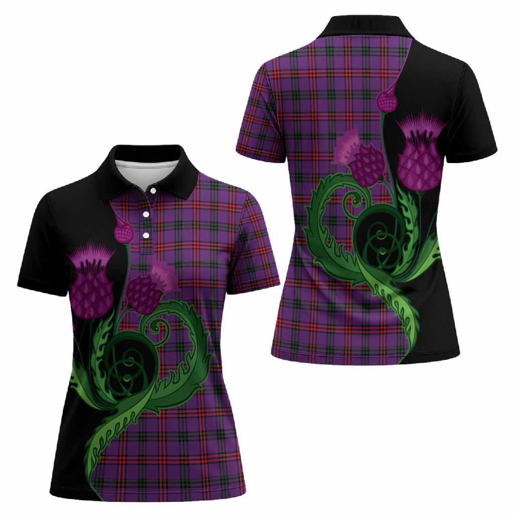 Montgomery Tartan Women Polo Shirt Traditional Scottish Thistle