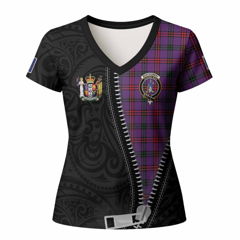Montgomery Tartan Women T shirt New Zealand Pattern Unique Zipper Stylized