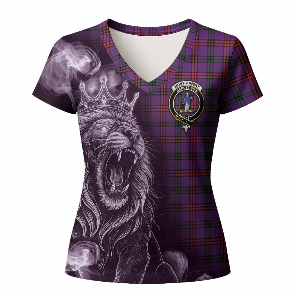 Montgomery Tartan Women T shirt Roaring Lion Heritage