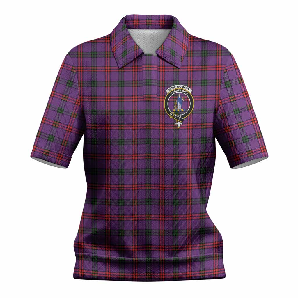 Montgomery Tartan Women’s Polo Sweater Top with Family Crest