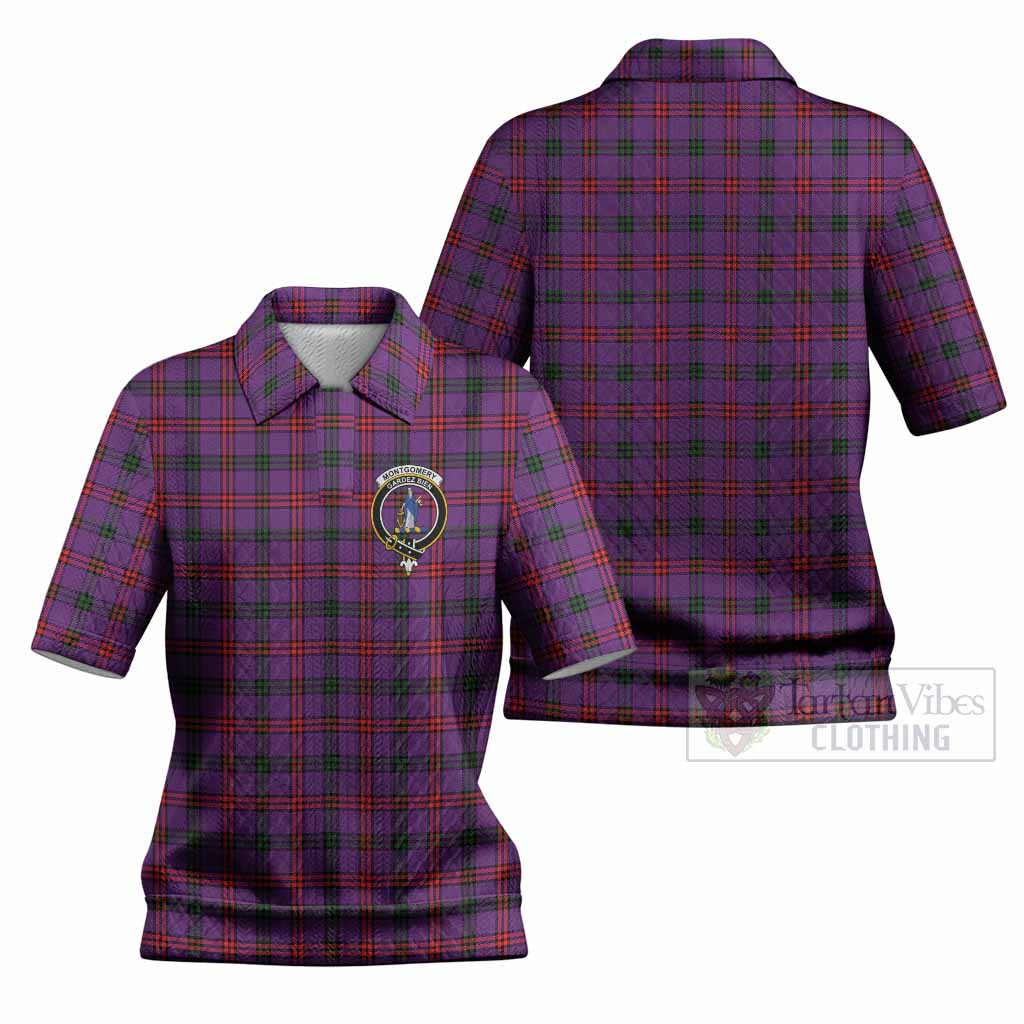 Montgomery Tartan Women’s Polo Sweater Top with Family Crest