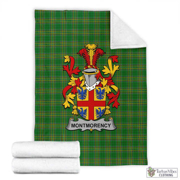 Montmorency Irish Clan Tartan Blanket with Coat of Arms X-Large 59 x 79 inches 150 x 200 cm - Tartan Vibes Clothing