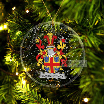 Tartan Vibes Clothing Montmorency Irish Clan Christmas Glass Ornament with Coat of Arms