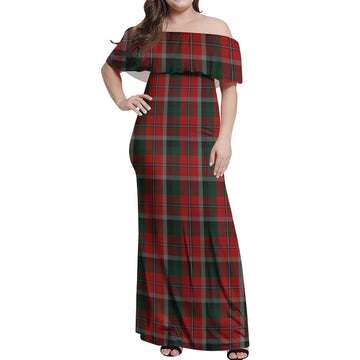 Montrose Tartan Off Shoulder Long Dress Women's Dress - Tartan Vibes Clothing