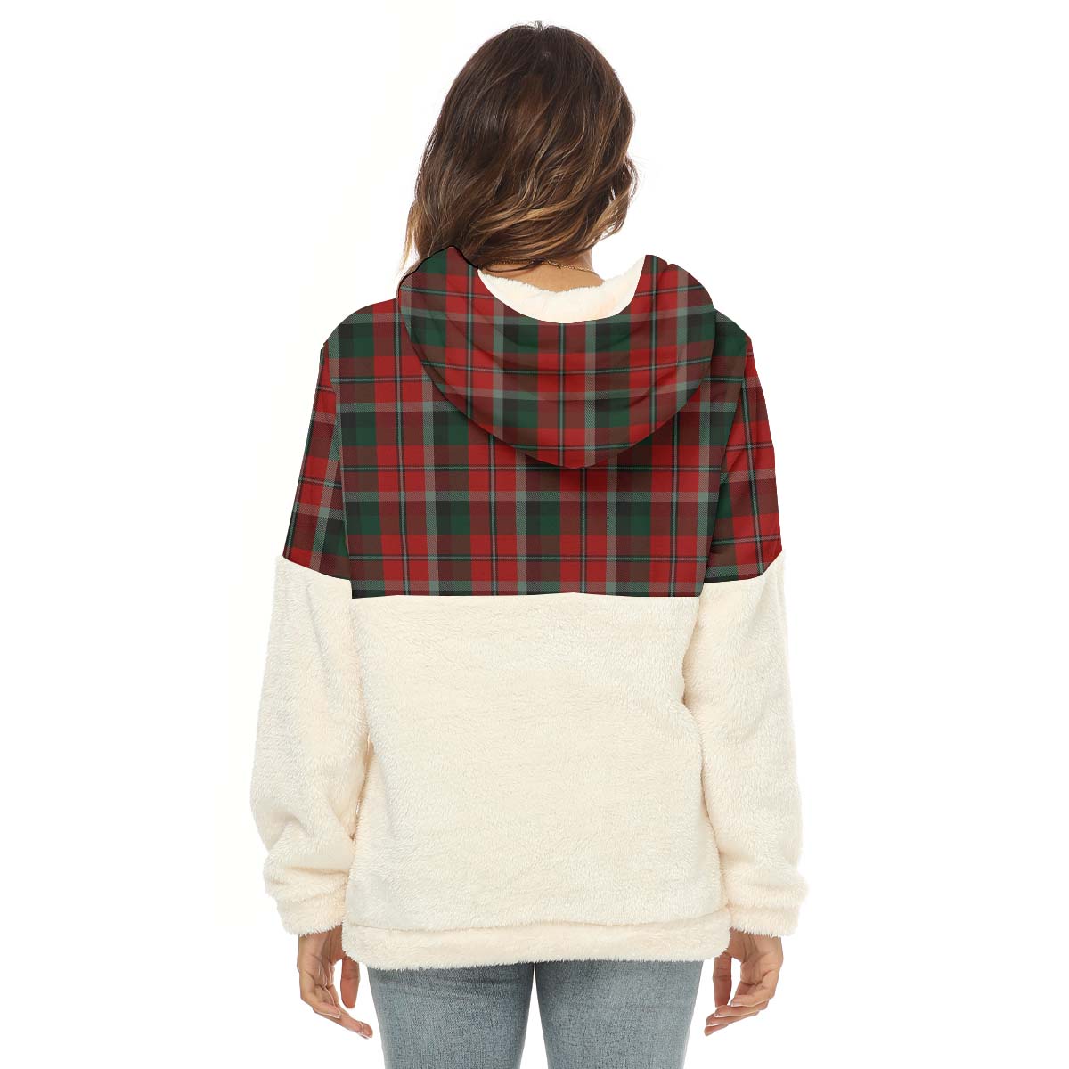Montrose Tartan Half Style Women's Borg Fleece Hoodie with Half Zip - Tartan Vibes Clothing
