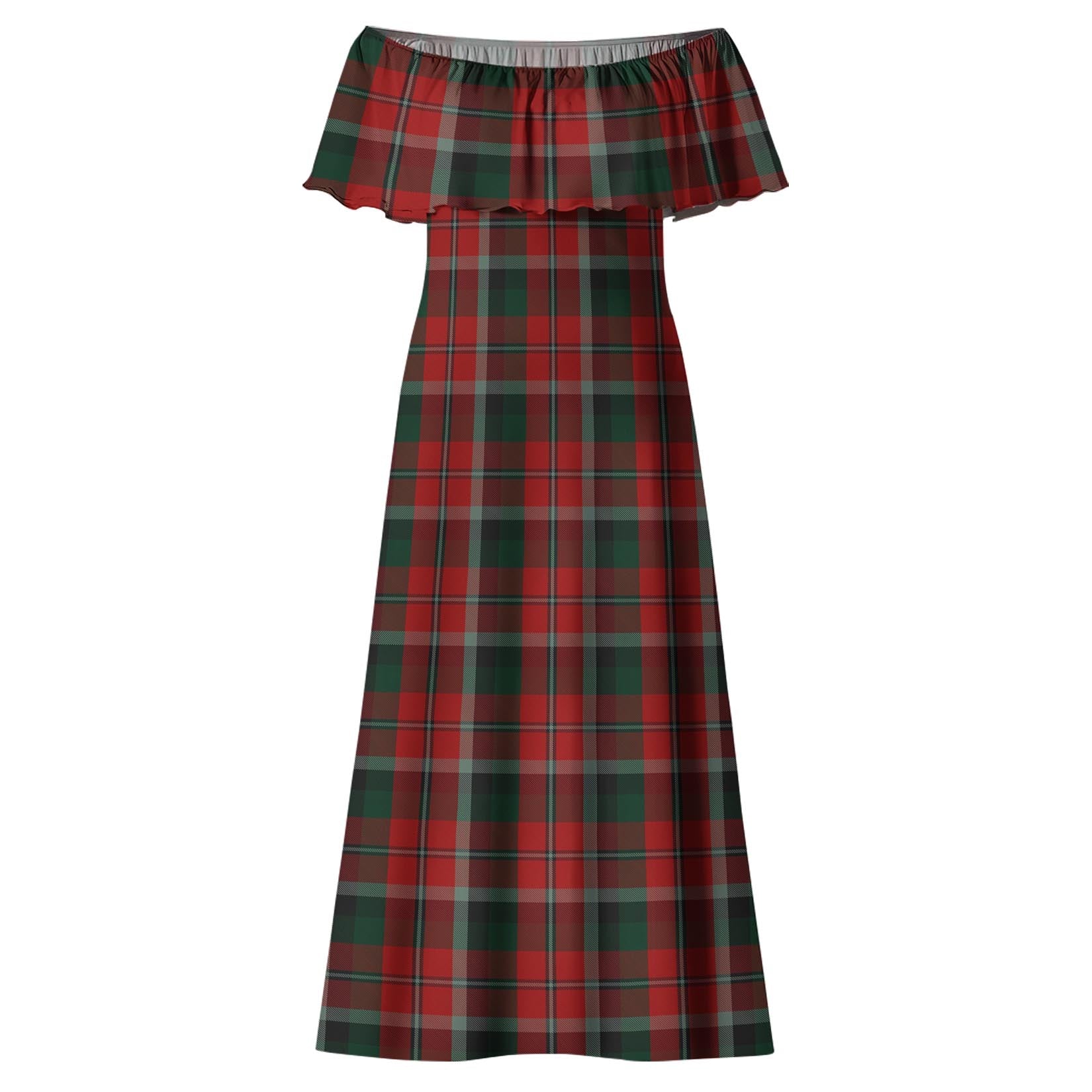 Montrose Tartan Off Shoulder Long Dress - Tartan Vibes Clothing