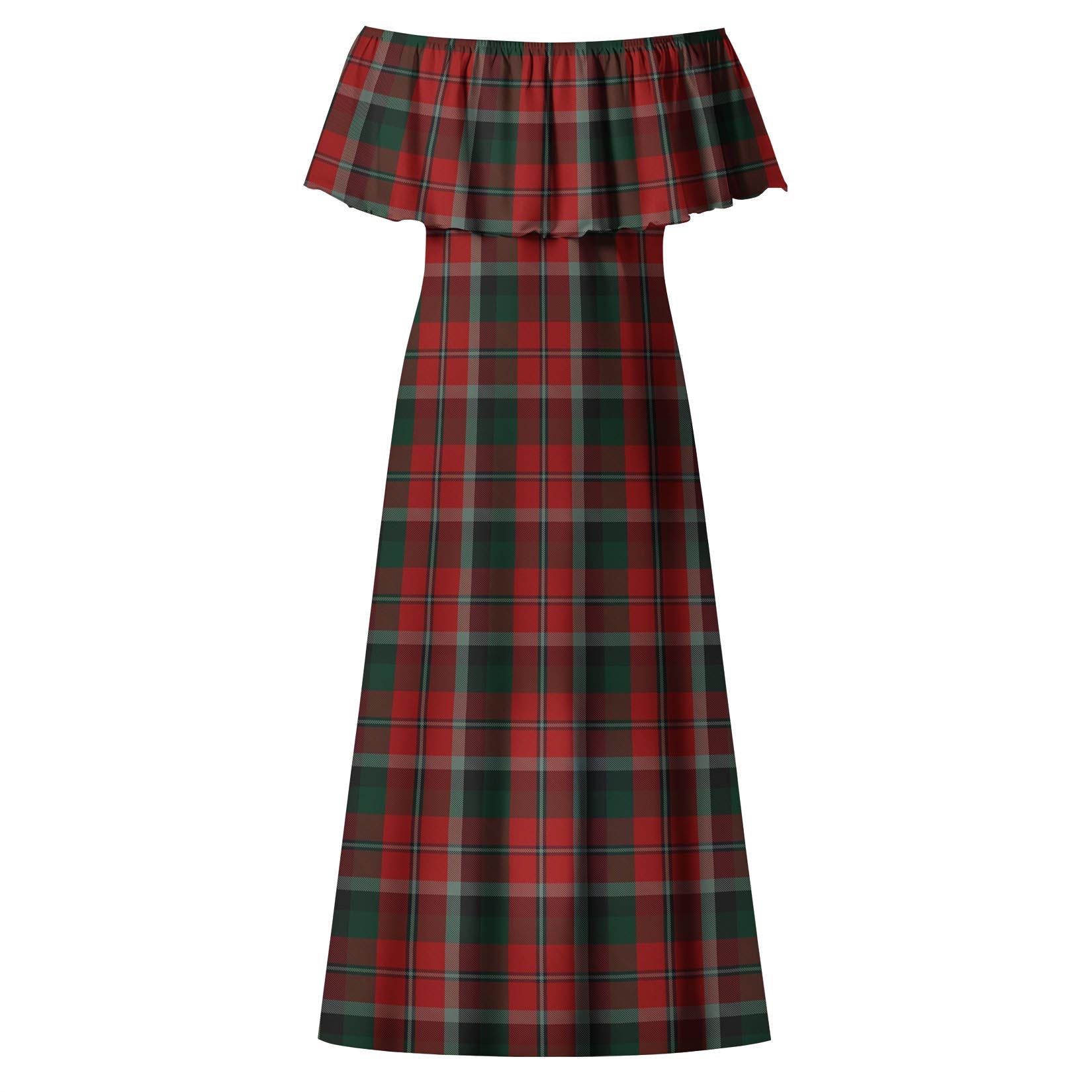 Montrose Tartan Off Shoulder Long Dress - Tartan Vibes Clothing