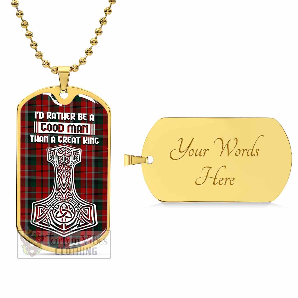 Montrose Tartan Dog Tag Necklace Viking Mjolnir Style Gold Yes - Tartan Vibes Clothing