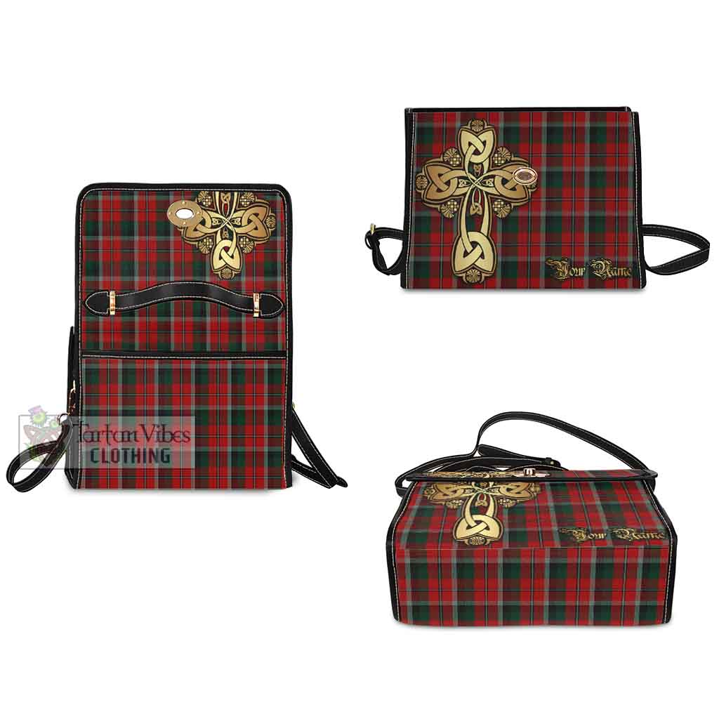 Tartan Vibes Clothing Montrose Tartan Waterproof Canvas Bag Golden Thistle Celtic Cross Style