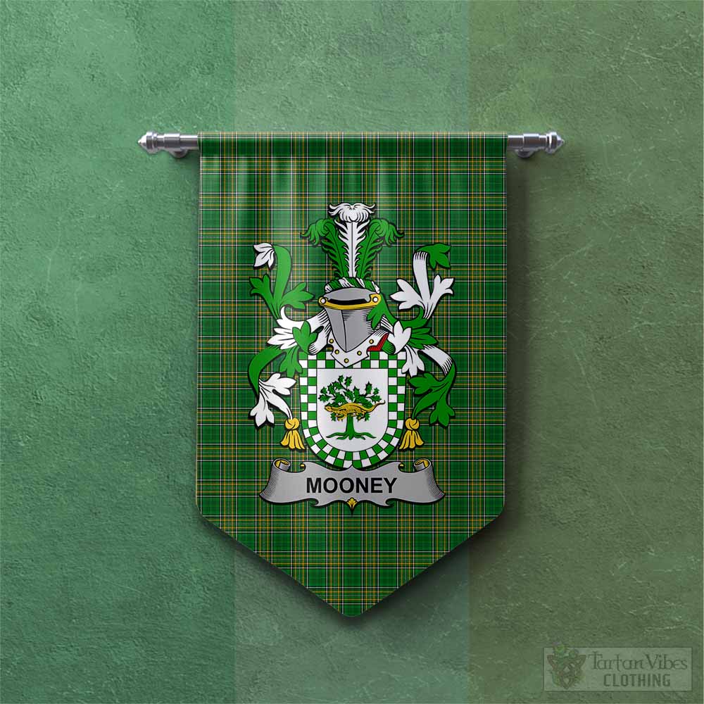 Tartan Vibes Clothing Mooney Irish Clan Tartan Gonfalon, Tartan Banner with Coat of Arms