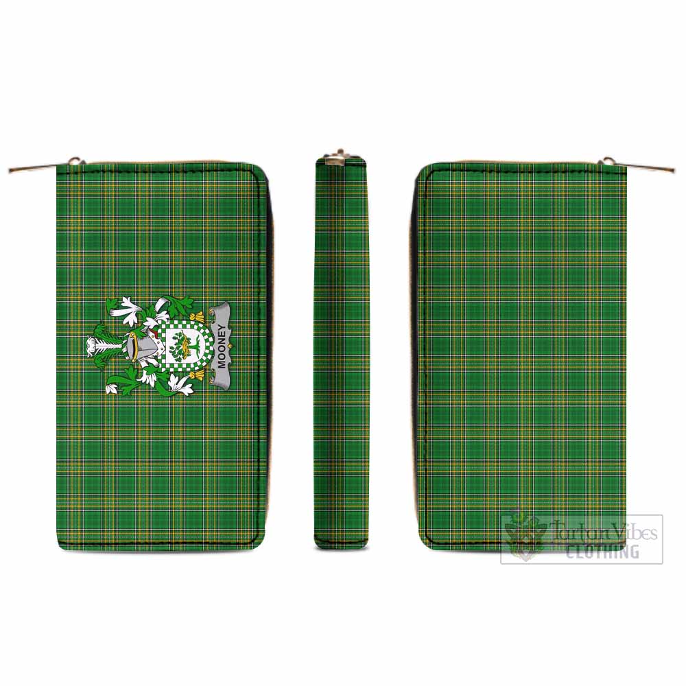 Tartan Vibes Clothing Mooney Irish Clan Tartan Women's Leather Wallet with Coat of Arms