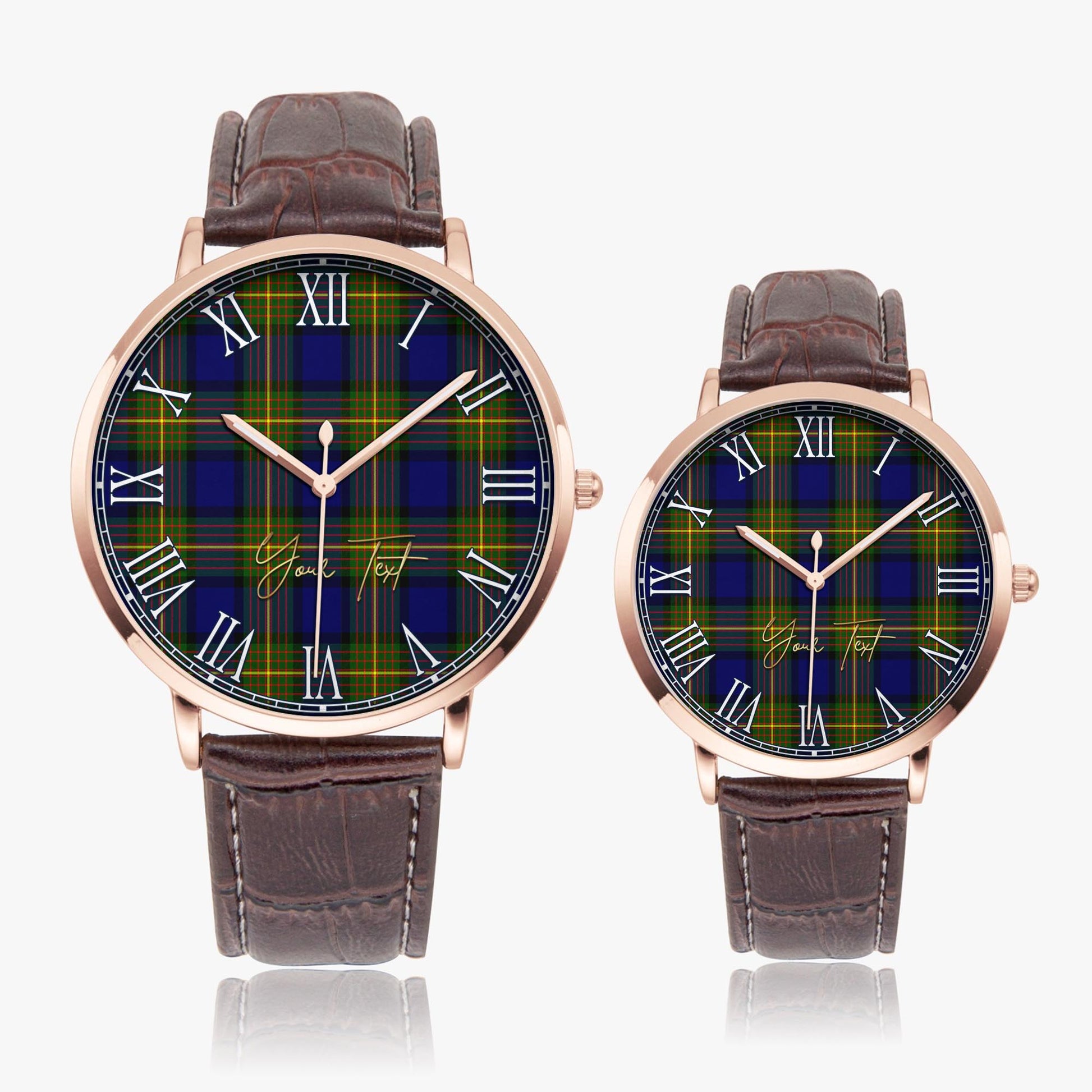 Moore Tartan Personalized Your Text Leather Trap Quartz Watch - Tartan Vibes Clothing