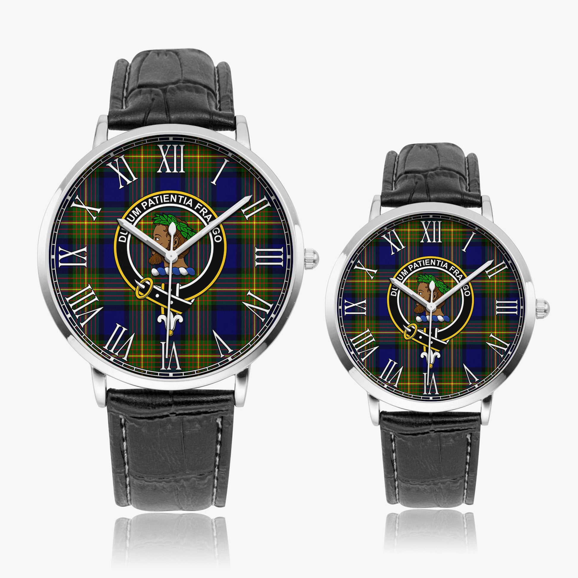 Moore Tartan Family Crest Leather Strap Quartz Watch - Tartan Vibes Clothing
