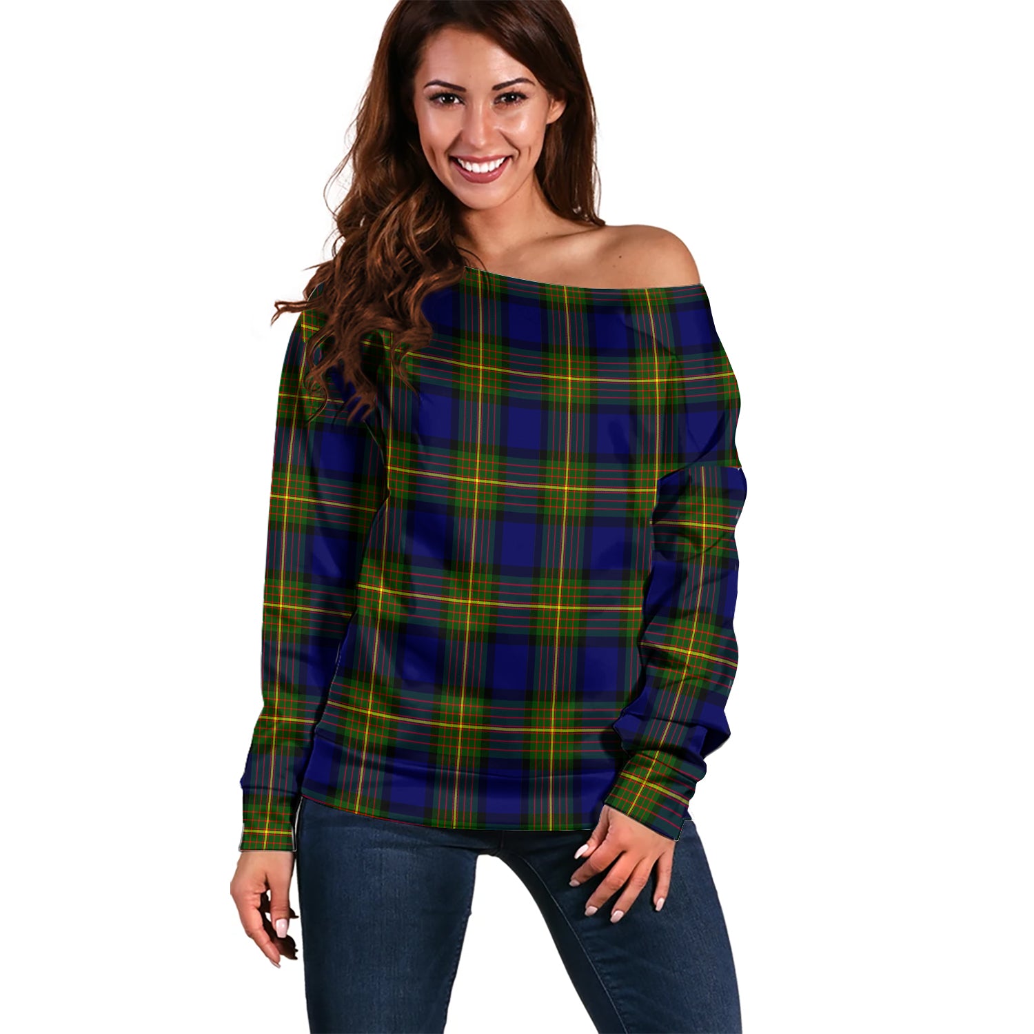 Moore Tartan Off Shoulder Women Sweater Women - Tartan Vibes Clothing