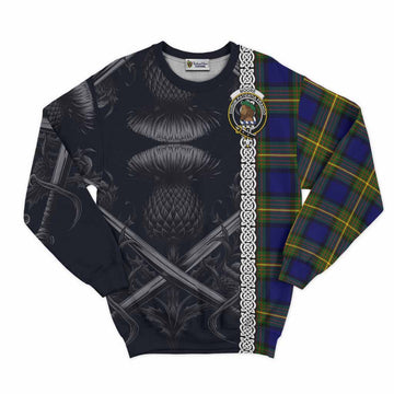 Moore Tartan Sweatshirt with Family Crest Cross Sword Thistle Celtic Vibes Unisex - Tartan Vibes Clothing
