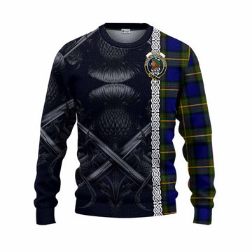 Moore Tartan Knitted Sweater with Family Crest Cross Sword Thistle Celtic Vibes Unisex - Tartan Vibes Clothing
