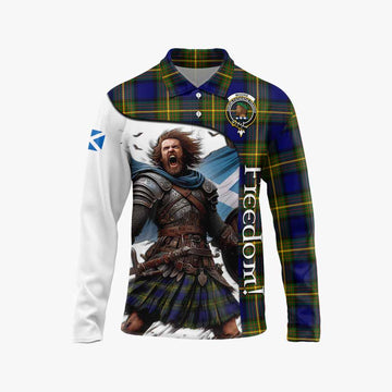 Tartan Vibes Clothing Moore Crest Tartan Long Sleeve Polo Shirt Inspired by the Freedom of Scottish Warrior