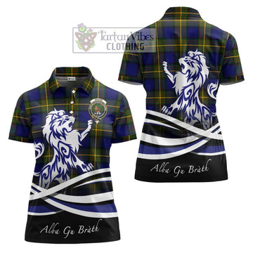 Moore Tartan Women's Polo Shirt with Alba Gu Brath Regal Lion Emblem Women - Tartan Vibes Clothing