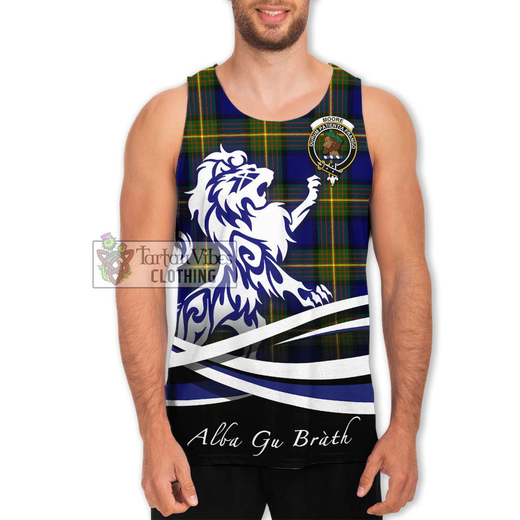 Moore Tartan Men's Tank Top with Alba Gu Brath Regal Lion Emblem Men - Tartan Vibes Clothing