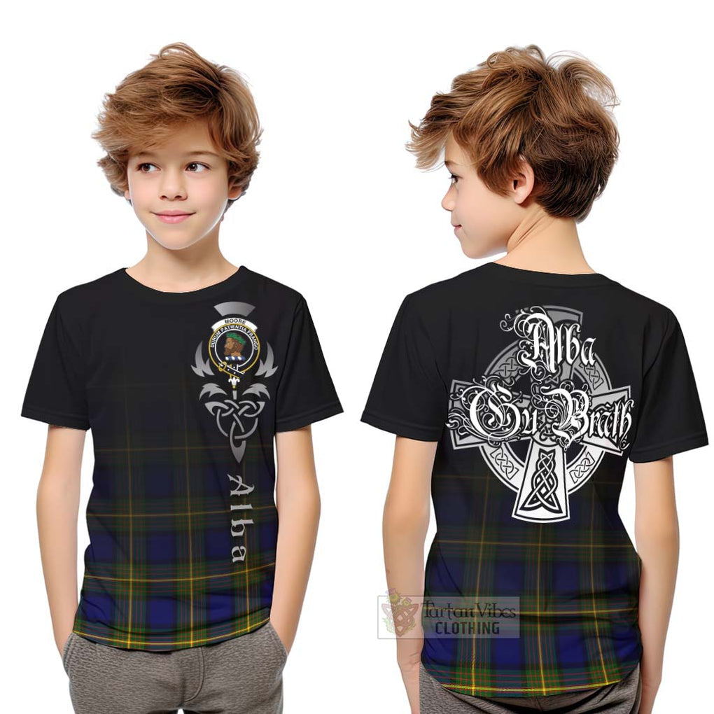 Moore Tartan Kid T-Shirt Featuring Alba Gu Brath Family Crest Celtic Inspired Youth XL Size14 - Tartan Vibes Clothing