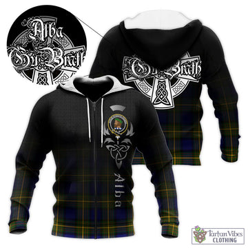 Moore Tartan Knitted Hoodie Featuring Alba Gu Brath Family Crest Celtic Inspired Unisex - Tartan Vibes Clothing
