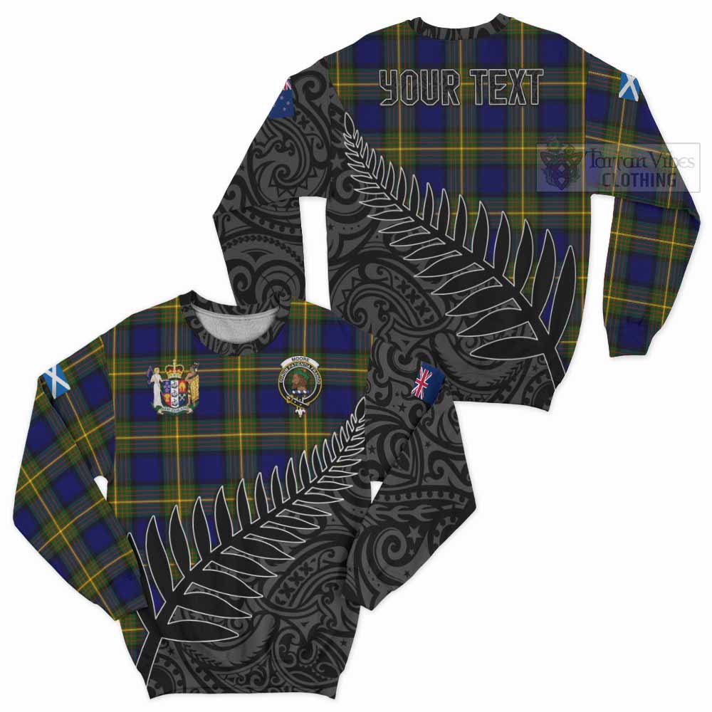 Moore Crest Tartan Sweatshirt with New Zealand Silver Fern Half Style Unisex - Tartan Vibes Clothing