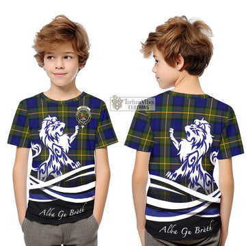 Moore Tartan Kid T-Shirt with Alba Gu Brath Regal Lion Emblem Youth XL Size14 - Tartan Vibes Clothing