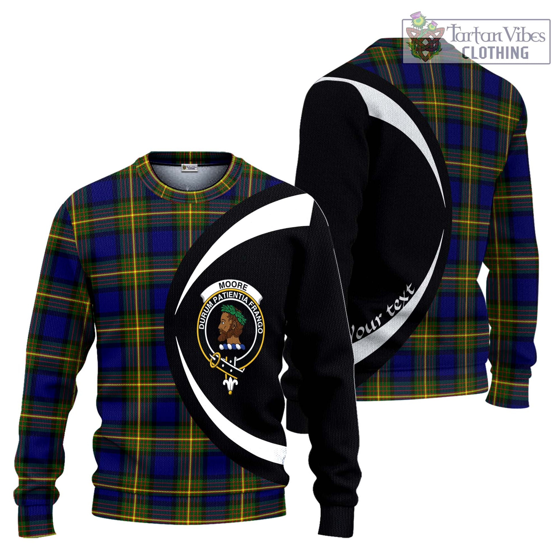 Moore Tartan Ugly Sweater with Family Crest Circle Style Unisex - Tartan Vibes Clothing