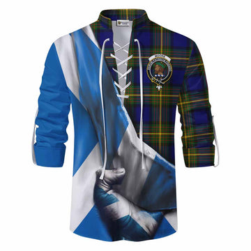 Moore Tartan Ghillie Kilt Shirt with Family Crest Scotland Patriotic Style Men - Tartan Vibes Clothing