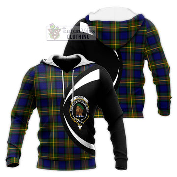 Moore Tartan Knitted Hoodie with Family Crest Circle Style Unisex Knitted Pullover Hoodie - Tartan Vibes Clothing