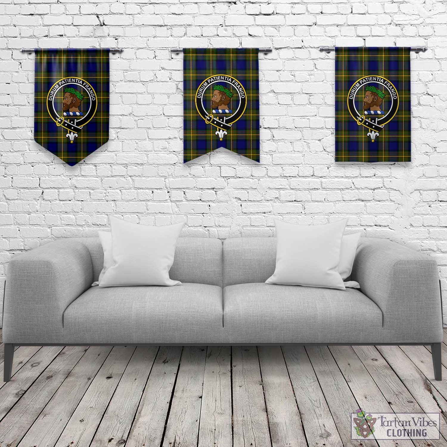 Tartan Vibes Clothing Moore Tartan Gonfalon, Tartan Banner with Family Crest