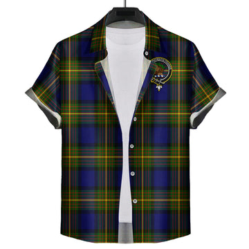 Moore Tartan Short Sleeve Button Down Shirt with Family Crest