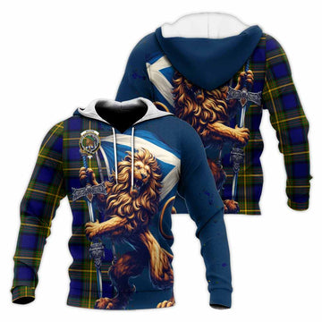 Moore Tartan Family Crest Knitted Hoodie with Scottish Majestic Lion Unisex Knitted Pullover Hoodie - Tartan Vibes Clothing