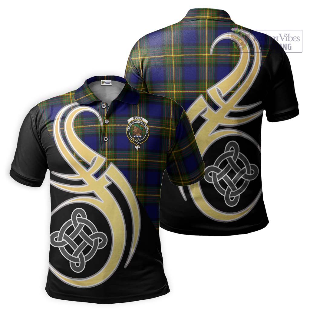 Moore Tartan Polo Shirt with Family Crest and Celtic Symbol Style Kid - Tartan Vibes Clothing