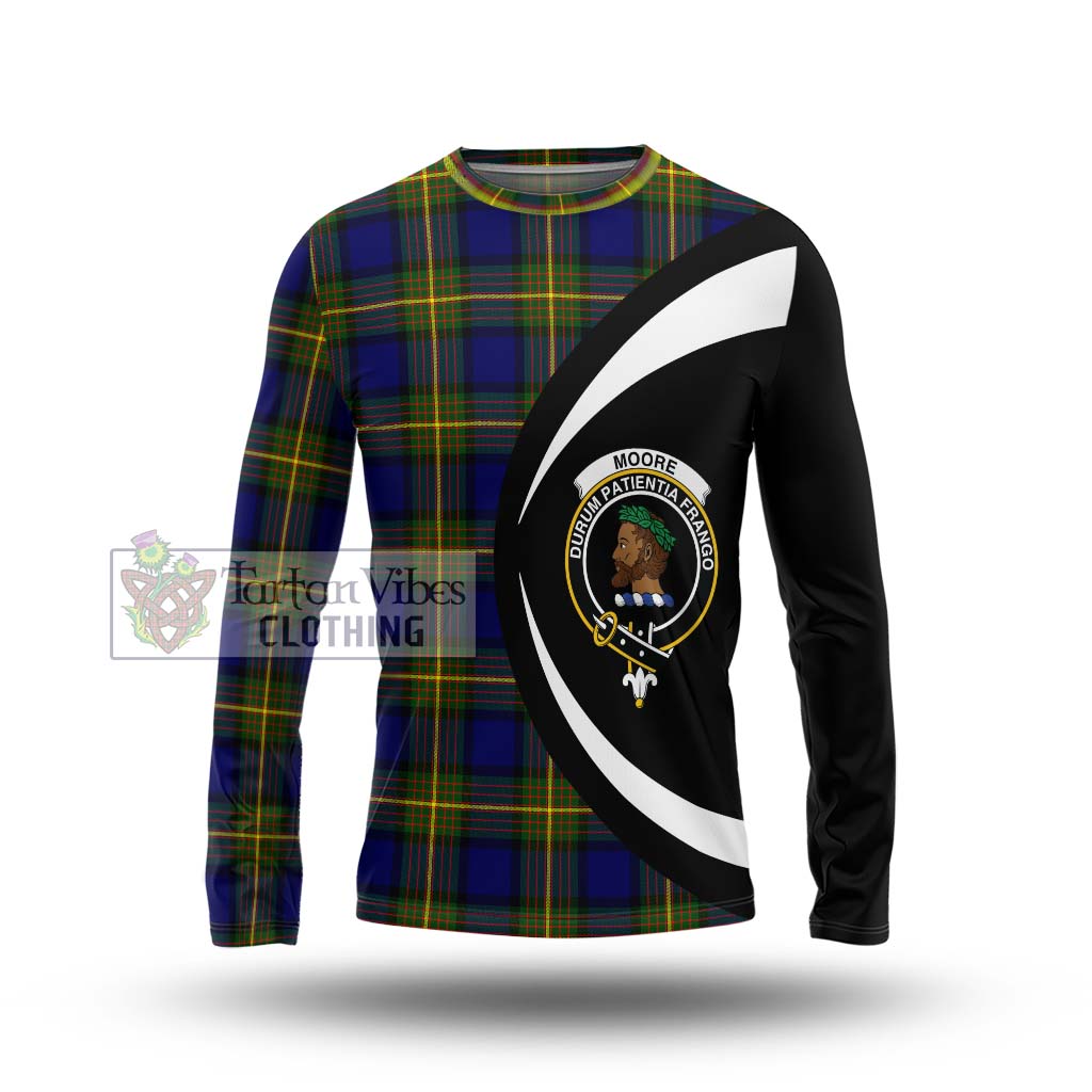 Moore Tartan Long Sleeve T-Shirt with Family Crest Circle Style Unisex - Tartan Vibes Clothing