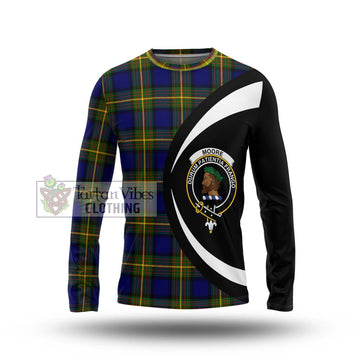Moore Tartan Long Sleeve T-Shirt with Family Crest Circle Style Unisex - Tartan Vibes Clothing
