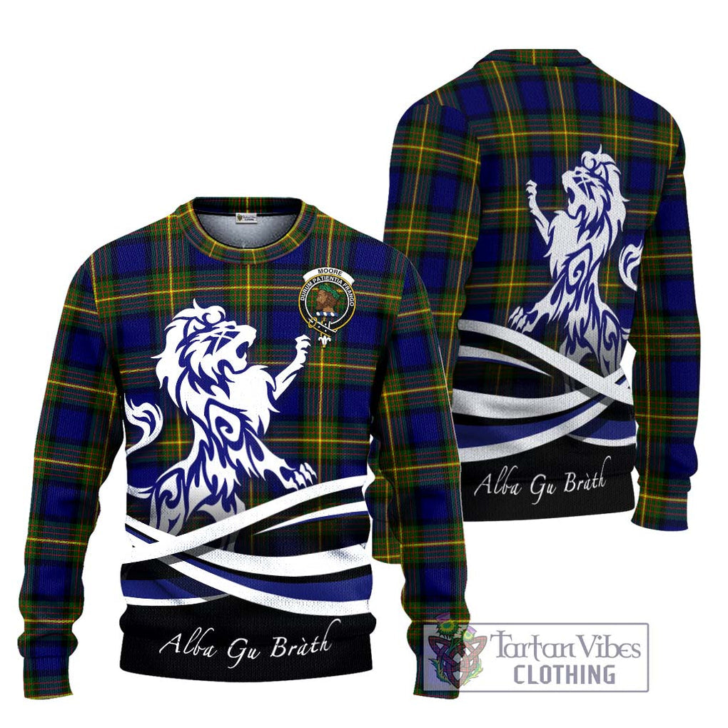 Moore Tartan Ugly Sweater with Alba Gu Brath Regal Lion Emblem Unisex - Tartan Vibes Clothing