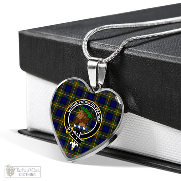 Moore Tartan Heart Necklace with Family Crest Luxury Necklace (Silver) No - Tartan Vibes Clothing