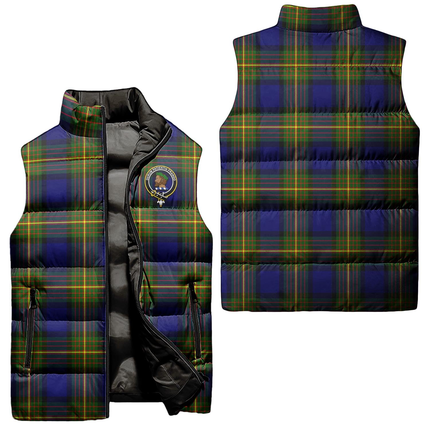 Moore Tartan Sleeveless Puffer Jacket with Family Crest Unisex - Tartan Vibes Clothing