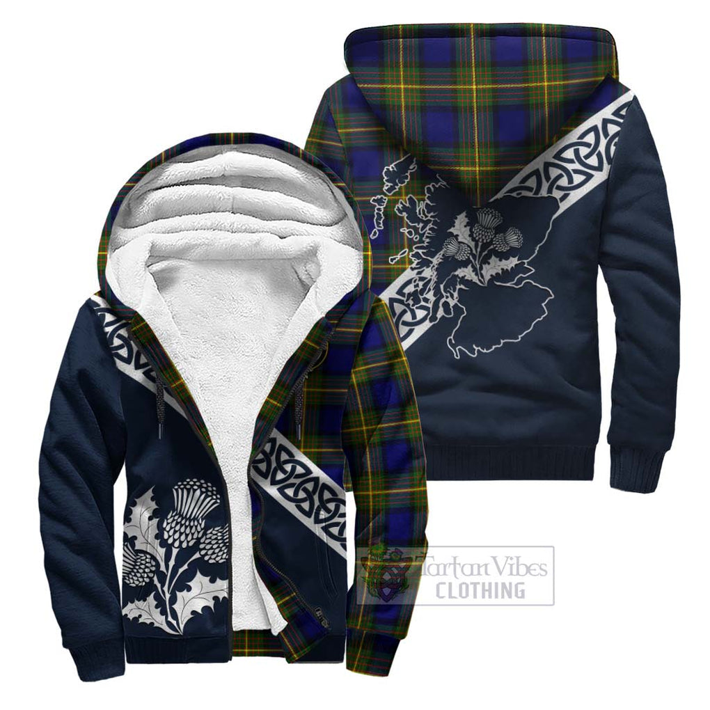 Moore Tartan Sherpa Hoodie Featuring Thistle and Scotland Map Unisex - Tartan Vibes Clothing