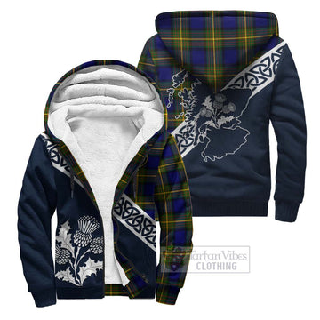 Moore Tartan Sherpa Hoodie Featuring Thistle and Scotland Map Unisex - Tartan Vibes Clothing