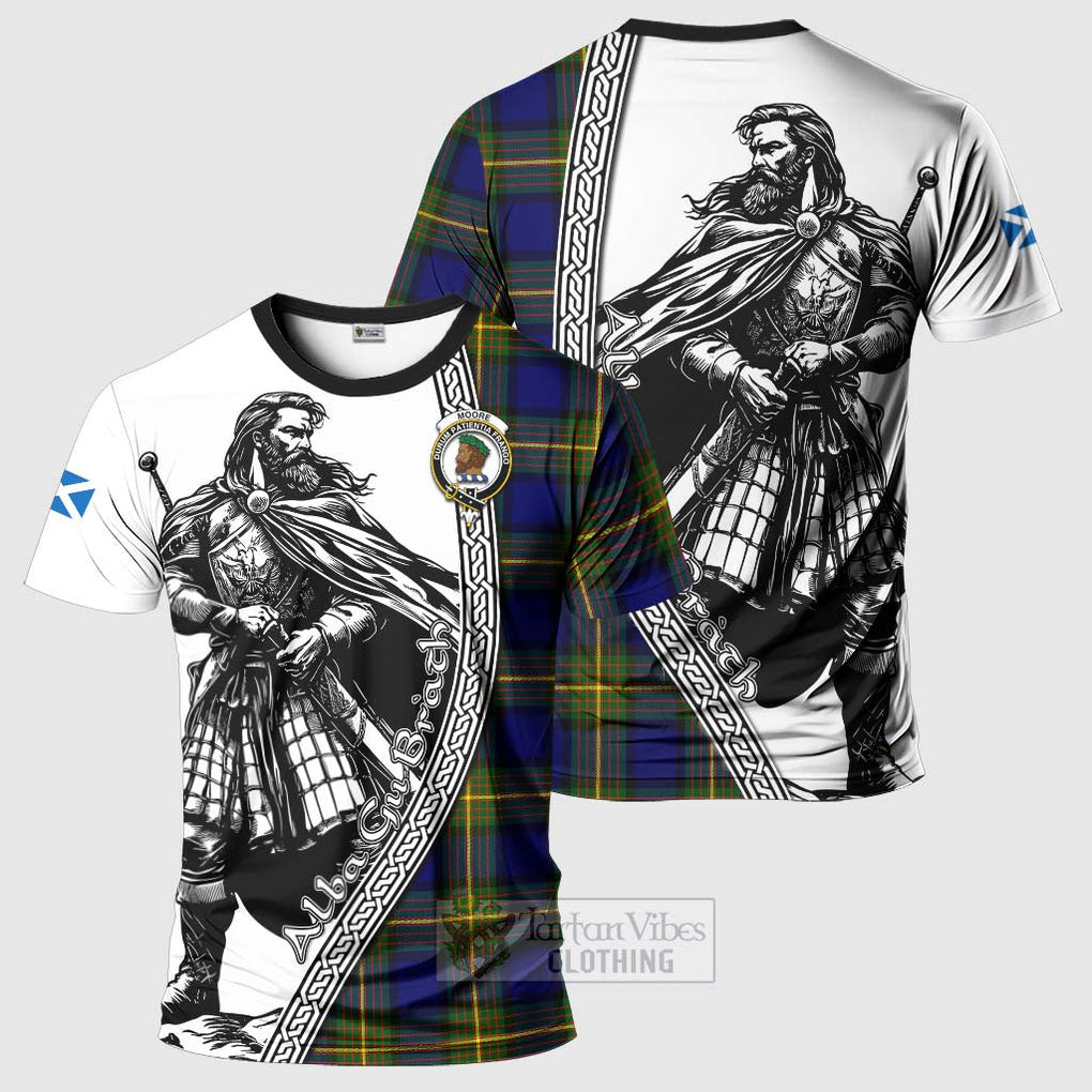 Moore Tartan Clan Crest T-Shirt with Highlander Warrior Celtic Style Kid's Shirt - Tartan Vibes Clothing