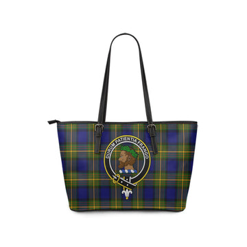 Moore Tartan Leather Tote Bag with Family Crest